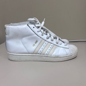 Adidas Pro Model Mens 9 White Gold High Top Shell Toe